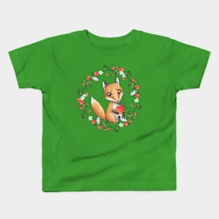 Little fox and  wild strawberries Kids T-Shirt